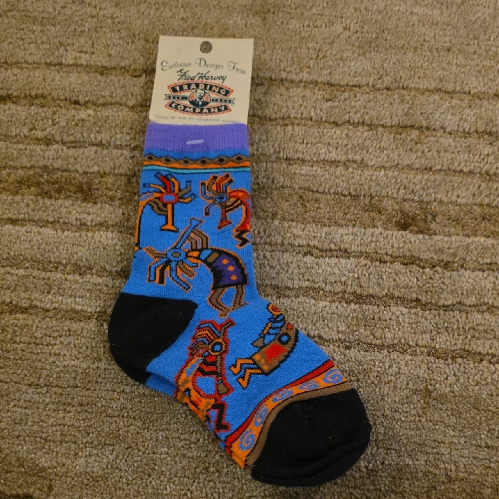 Blue and Black Patterned Casual Socks